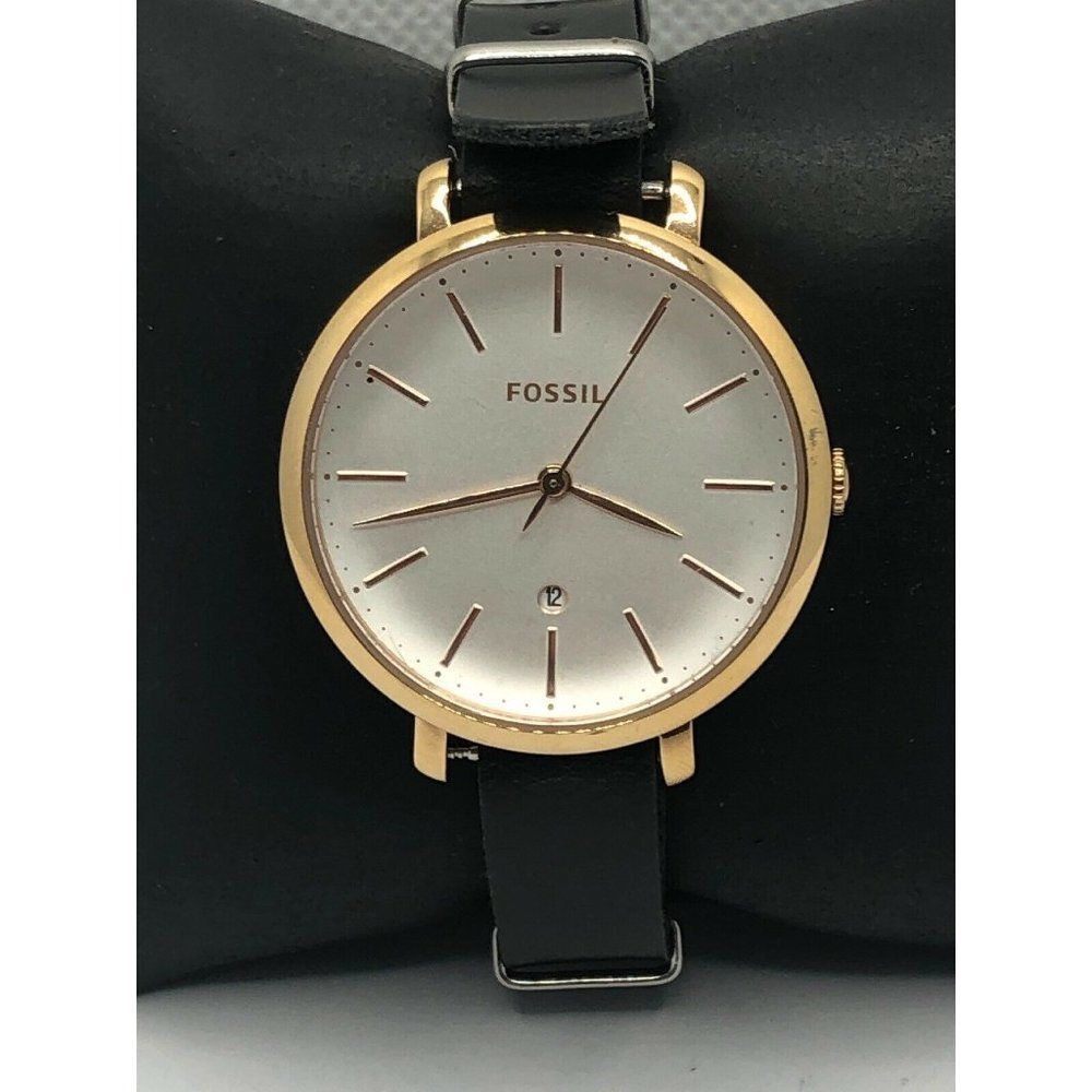 Fossil ES4474 Women's Black Leather Analog Silver